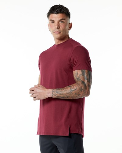 Alphalete High-Neck Premium Krátké Sleeve Tee Červené | 10728GFCL