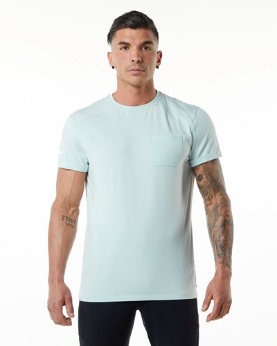 Alphalete Premium Krátké Sleeve Pocket Tee Blankyt | 39261EXJW