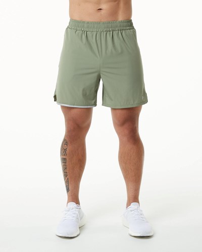 Alphalete Woven 4-Way Stretch 5" Krátké Světle Olivy Zelené | 36871CRPN